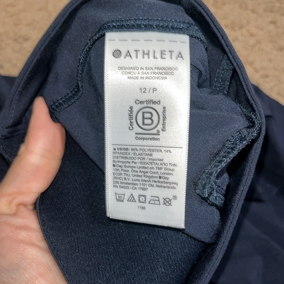 Athleta Brooklyn Heights High Rise Pleated Wide Leg Pant Navy Blue 12 Petite 12P - Picture 9 of 9